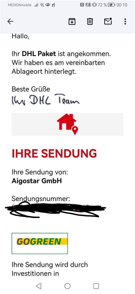 dhl pakete nicht erhalten.